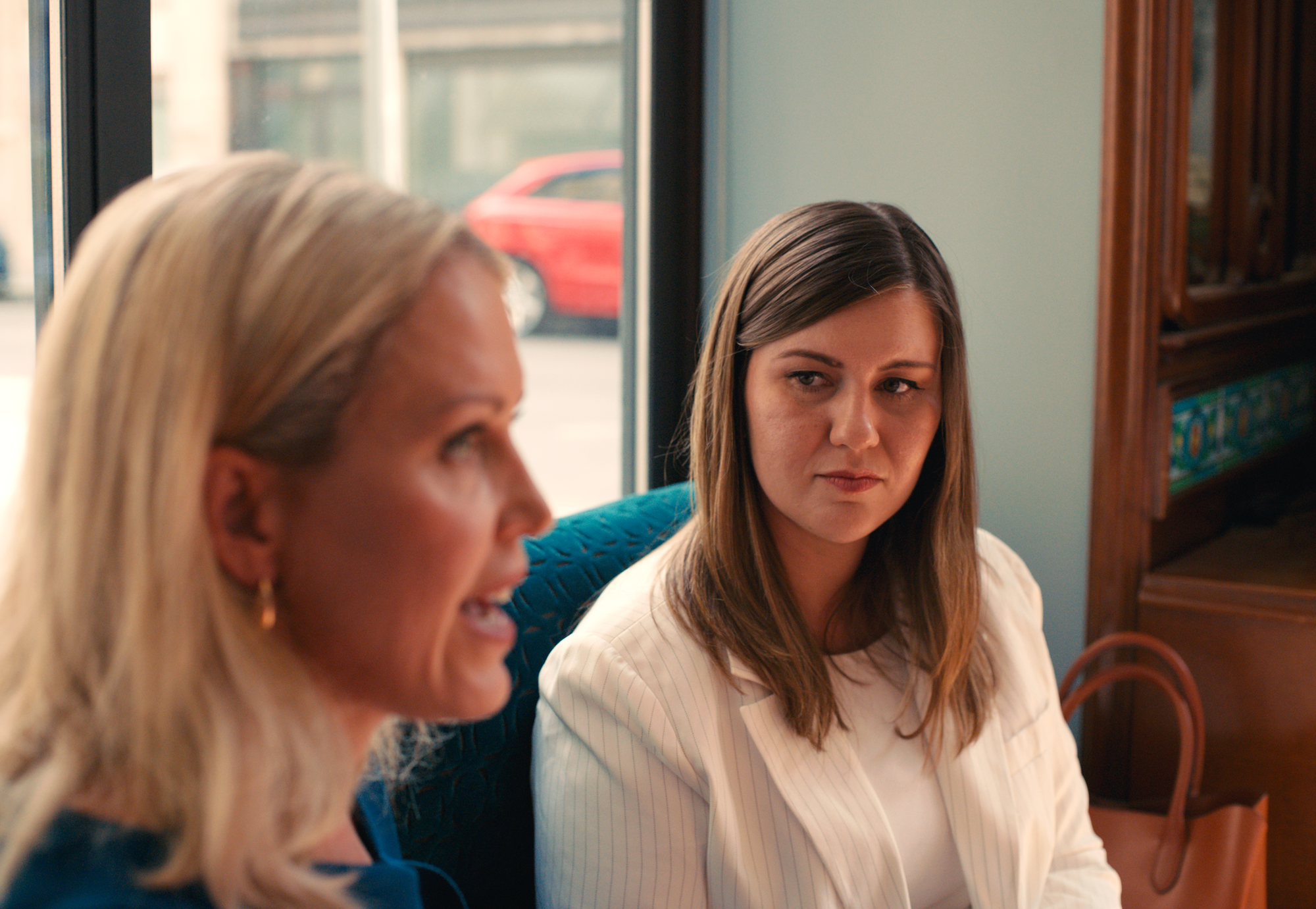 Brittany Higgins and Jennifer Robinson in a scene from Australian documentary Silenced
