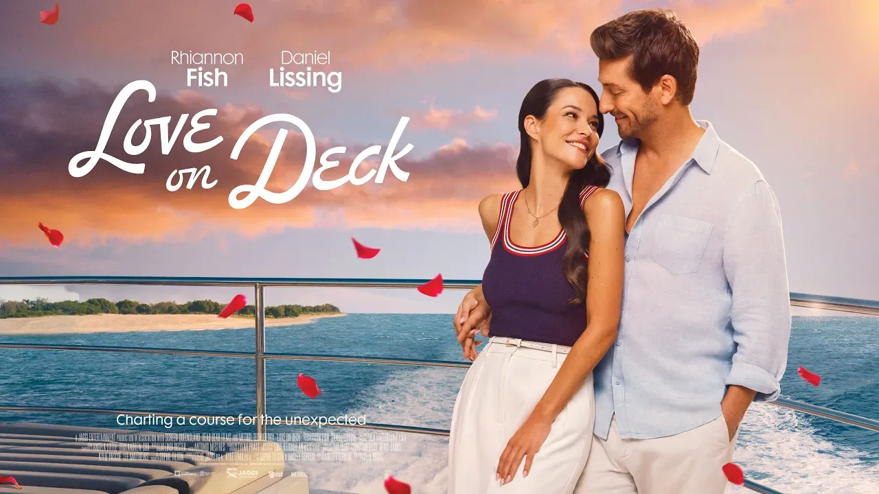 Love on Deck poster featuring Rhiannon Fish and Daniel Lissing on a yacht